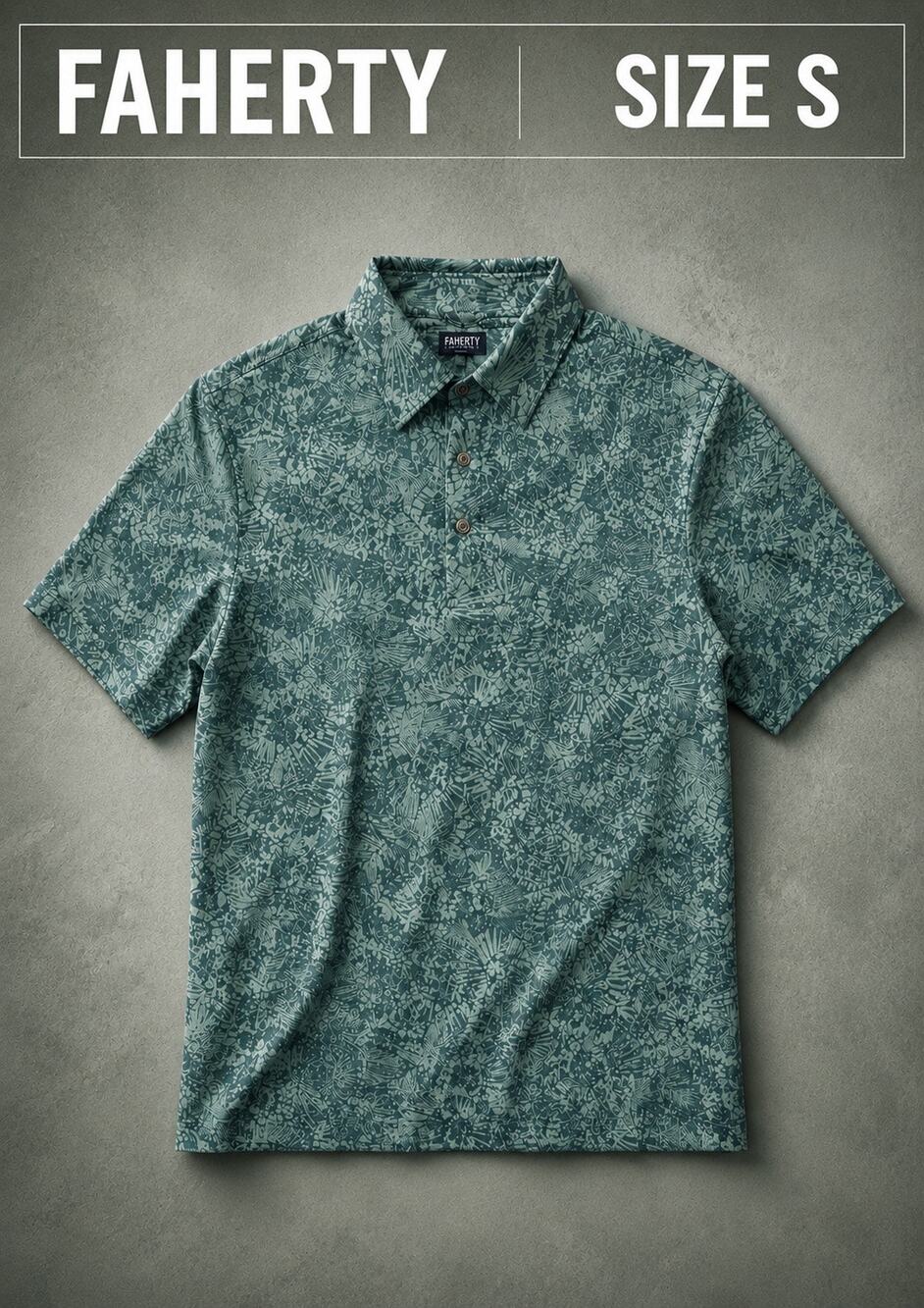 Faherty Sunwashed Tropical Print Organic Cotton Polo – Small – NWOT